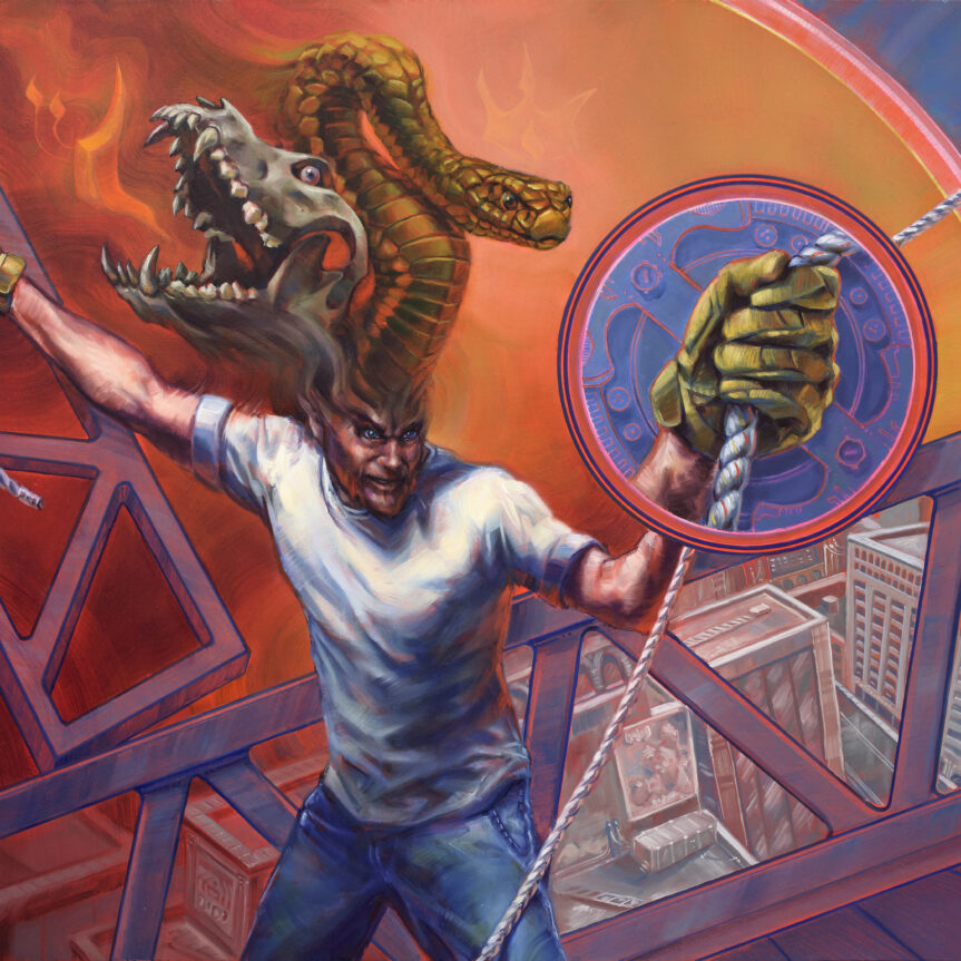 The Struggle is an original oil painting by Dan Cohen